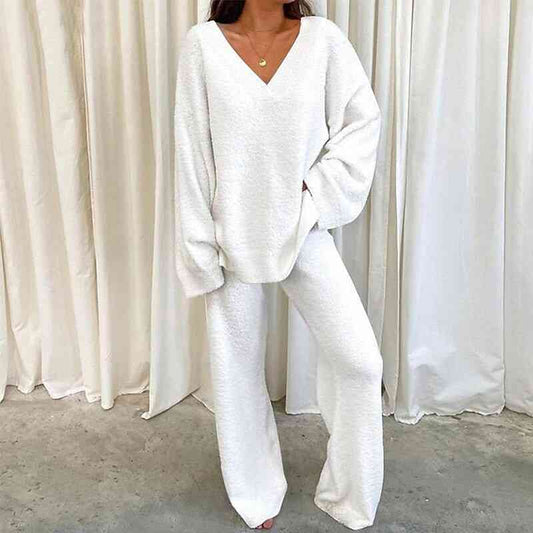 V-Neck Long Sleeve Top and Long Pants Set - Premium   - Just $50.95! Shop now at LACEDUPED