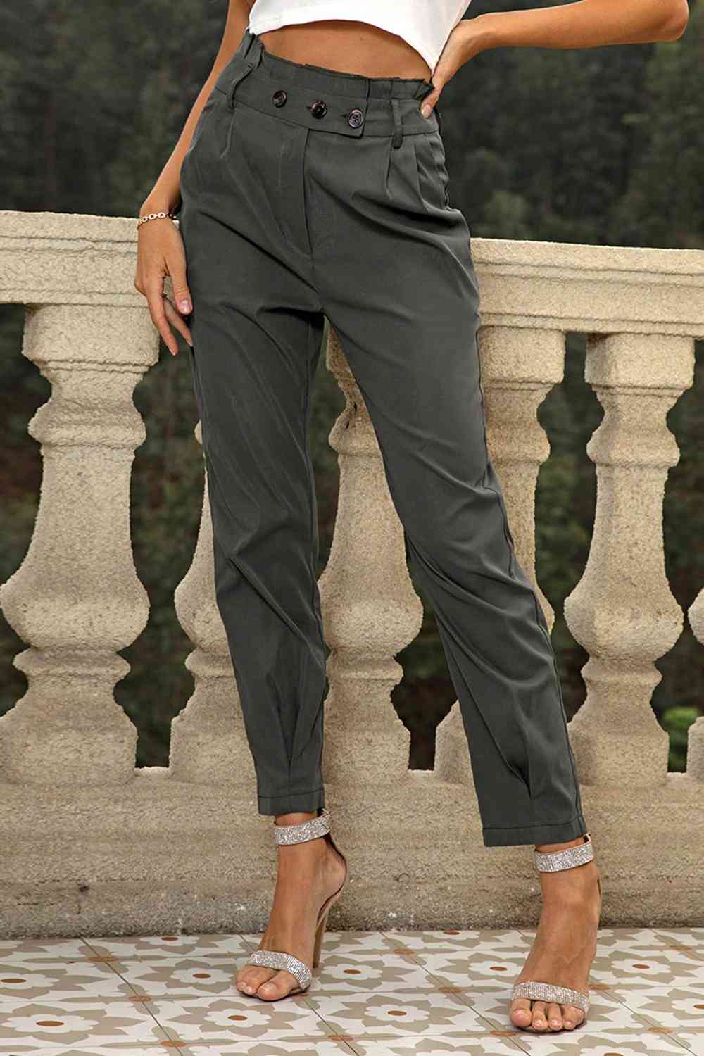 High Waist Cropped Pants - Premium   - Just $52.95! Shop now at LACEDUPED