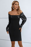 Sequin Off-Shoulder Mini Dress - Premium   - Just $145.95! Shop now at LACEDUPED