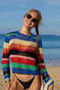 Rainbow Stripe Openwork Long Sleeve Cover-Up - Premium   - Just $43.95! Shop now at LACEDUPED