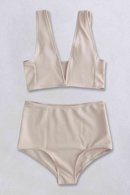 Ribbed V-Neck Bikini Set - Premium   - Just $34.95! Shop now at LACEDUPED