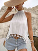 Tied Openwork Tassel Grecian Sleeveless Top - Premium   - Just $38.95! Shop now at LACEDUPED