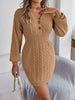 Buttoned Cable-Knit V-Neck Sweater Dress - Premium   - Just $44.76! Shop now at LACEDUPED