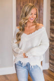 Frayed Hem Dropped Shoulder Sweater - Premium   - Just $43.95! Shop now at LACEDUPED