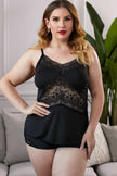 Lace Insert Plus Size Pajamas Set - Premium   - Just $43.95! Shop now at LACEDUPED