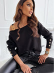 Asymmetrical Neck Buttoned Top - Premium   - Just $34.95! Shop now at LACEDUPED