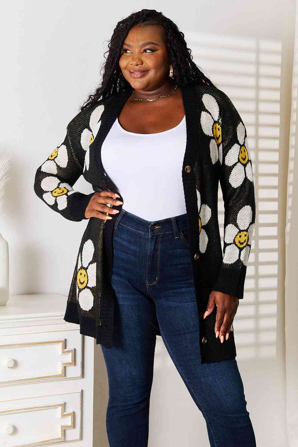 Double Take Floral Button Down Longline Cardigan - Premium   - Just $50.95! Shop now at LACEDUPED