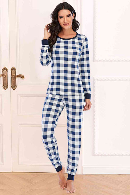 Plaid Round Neck Top and Pants Set - Premium   - Just $48.95! Shop now at LACEDUPED