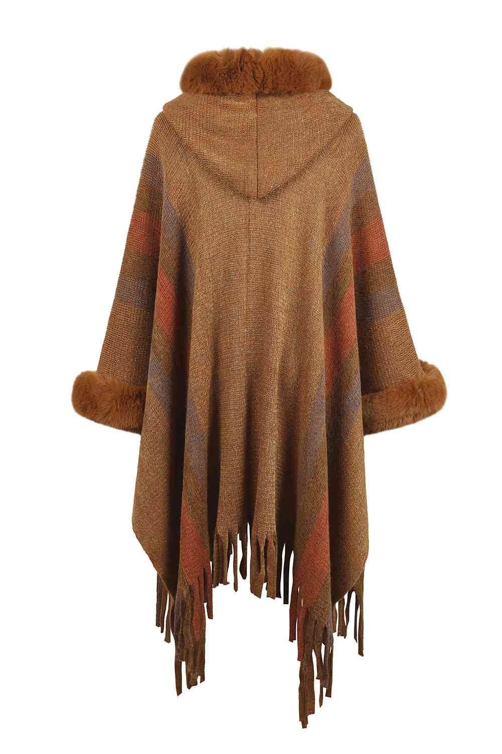 Color Block Fringe Detail Poncho - Premium   - Just $89.95! Shop now at LACEDUPED