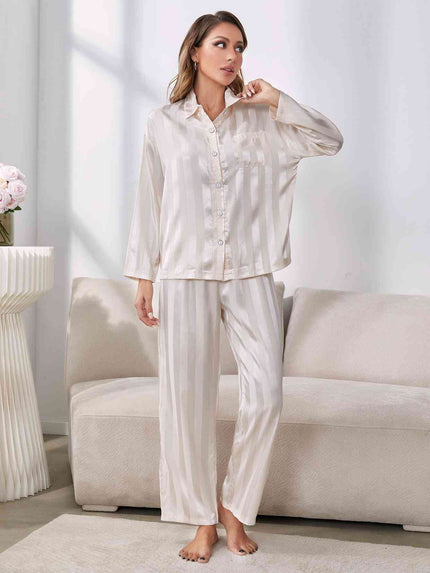 Button-Up Shirt and Pants Pajama Set - Premium   - Just $47.95! Shop now at LACEDUPED