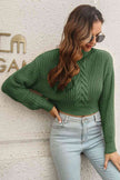 Cropped Mock Neck Cable-Knit Pullover Sweater - Premium   - Just $38.95! Shop now at LACEDUPED