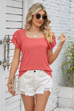 Square Neck Flutter Sleeve T-Shirt - Premium   - Just $31.95! Shop now at LACEDUPED