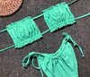 Frill Trim Ruched Bikini Set - Premium   - Just $33.95! Shop now at LACEDUPED