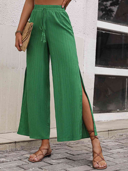 High Waist Slit Wide Leg Pants - Premium   - Just $35.95! Shop now at LACEDUPED