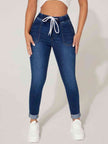 Drawstring Cropped Jeans - Premium   - Just $58.95! Shop now at LACEDUPED