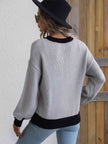 Contrast Trim Drop Shoulder Pullover Sweater - Premium   - Just $59.95! Shop now at LACEDUPED