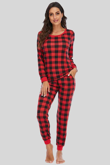 Plaid Round Neck Top and Pants Set - Premium   - Just $48.95! Shop now at LACEDUPED