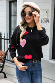 Heart Round Neck Droppped Shoulder Sweater - Premium   - Just $53.95! Shop now at LACEDUPED