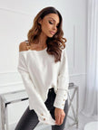 Asymmetrical Neck Buttoned Top - Premium   - Just $34.95! Shop now at LACEDUPED