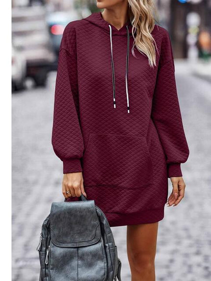 Textured Drawstring Tunic Hoodie - Premium   - Just $44.95! Shop now at LACEDUPED