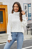 Turtleneck Cable-Knit  Long Sleeve Sweater - Premium   - Just $55.95! Shop now at LACEDUPED