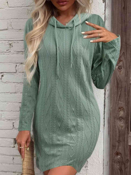 Drawstring Hooded Sweater Dress - Premium   - Just $42.95! Shop now at LACEDUPED