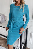 Ribbed Tied Long Sleeve Wrap Dress - Premium   - Just $34.95! Shop now at LACEDUPED