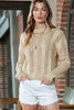 Full Size Openwork Cable-Knit Round Neck Knit Top - Premium   - Just $54.95! Shop now at LACEDUPED