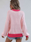 Contrast Trim Drop Shoulder Pullover Sweater - Premium   - Just $59.95! Shop now at LACEDUPED