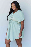 Ninexis Out Of Time Full Size Ruffle Hem Dress with Drawstring Waistband in Light Sage - Premium   - Just $27.95! Shop now at LACEDUPED