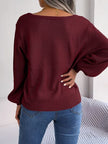 Cable-Knit Square Neck Long Sleeve Sweater - Premium   - Just $41.95! Shop now at LACEDUPED