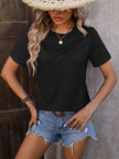 Heathered Round Neck Short Sleeve T-Shirt - Premium   - Just $31.95! Shop now at LACEDUPED