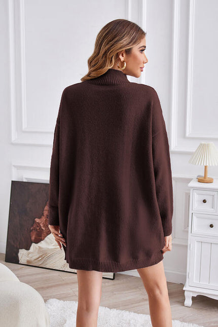 Exposed Seam Mock Neck Slit Sweater - Premium   - Just $58.95! Shop now at LACEDUPED