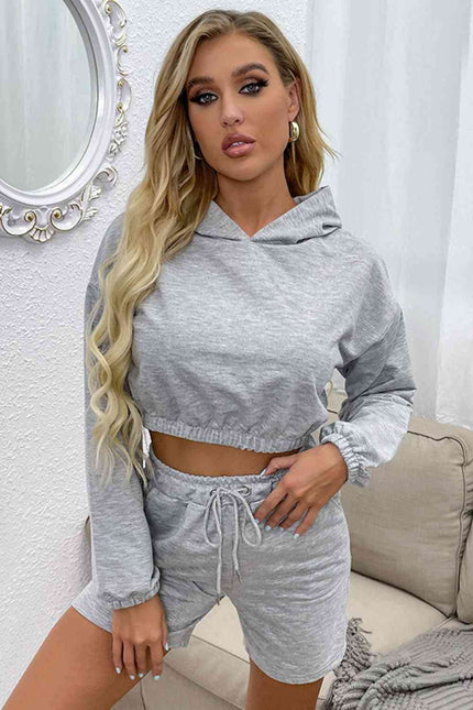 Crop Hoodie and Shorts Set - Premium   - Just $57.95! Shop now at LACEDUPED