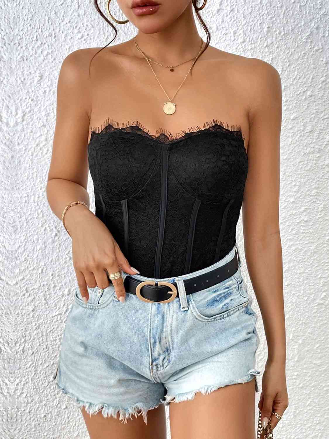 Strapless Sweetheart Neck Bodysuit - Premium   - Just $34.95! Shop now at LACEDUPED