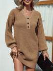 V-Neck Dropped Shoulder Mini Sweater Dress - Premium   - Just $57.95! Shop now at LACEDUPED