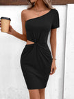 Cutout Twisted One-Shoulder Mini Dress - Premium   - Just $33.95! Shop now at LACEDUPED