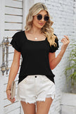 Square Neck Flutter Sleeve T-Shirt - Premium   - Just $31.95! Shop now at LACEDUPED