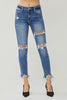 RISEN Distressed Frayed Hem Slim Jeans - Premium   - Just $94.95! Shop now at LACEDUPED