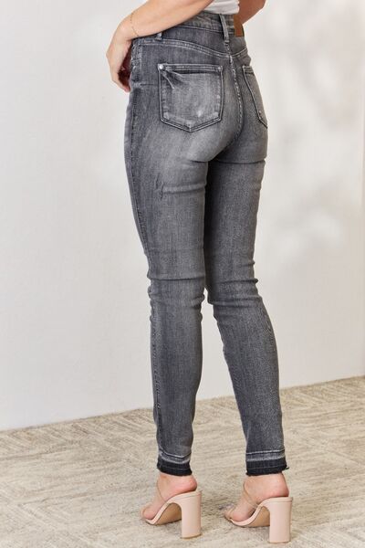 Judy Blue Full Size High Waist Tummy Control Release Hem Skinny Jeans - Premium   - Just $93.95! Shop now at LACEDUPED