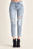 RISEN Distressed Slim Cropped Jeans - Premium   - Just $91.95! Shop now at LACEDUPED