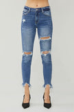 RISEN Distressed Frayed Hem Slim Jeans - Premium   - Just $94.95! Shop now at LACEDUPED