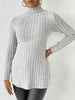 Ribbed Turtleneck Long Sleeve Slit T-Shirt - Premium   - Just $33.95! Shop now at LACEDUPED