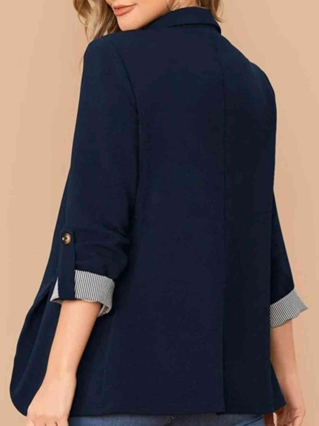 Lapel Collar Roll-Tab Sleeve Blazer - Premium   - Just $50.95! Shop now at LACEDUPED