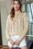 Full Size Openwork Cable-Knit Round Neck Knit Top - Premium   - Just $54.95! Shop now at LACEDUPED