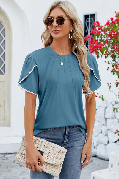 Round Neck Petal Sleeve T-Shirt - Premium   - Just $32.95! Shop now at LACEDUPED