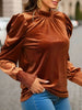 Tied Mock Neck Puff Sleeve Blouse - Premium   - Just $39.95! Shop now at LACEDUPED