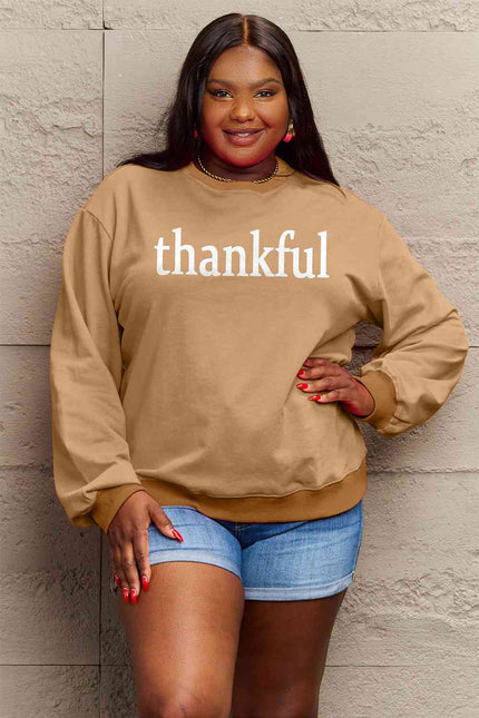 Simply Love Full Size THANKFUL Graphic Sweatshirt - Premium   - Just $48.95! Shop now at LACEDUPED