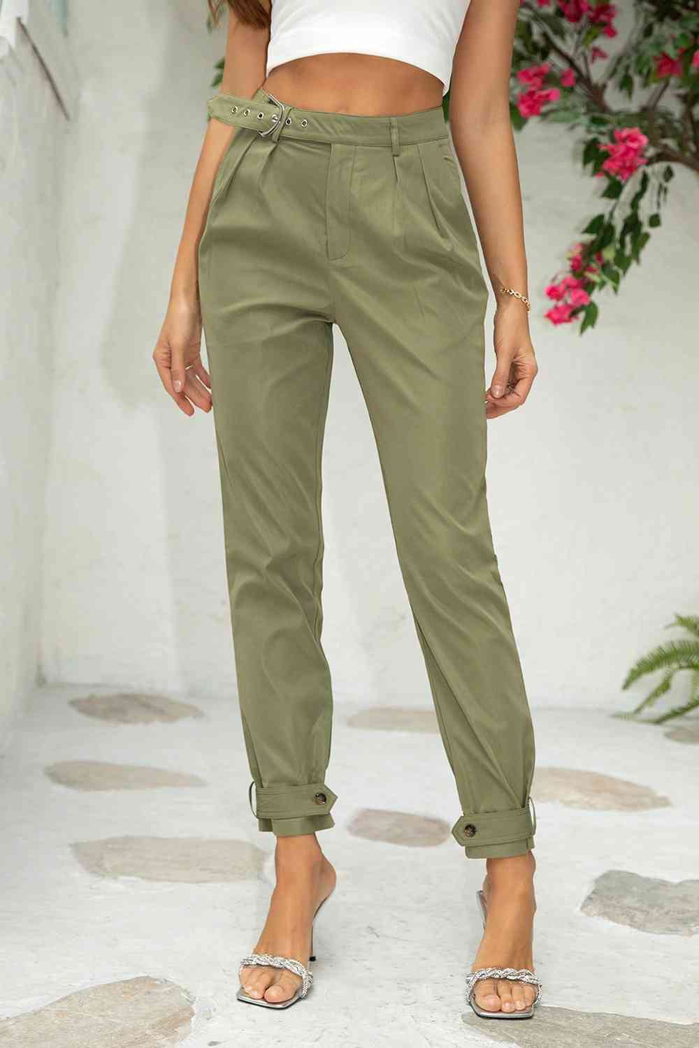 Belt Detail Jogger Pants - Premium   - Just $53.95! Shop now at LACEDUPED