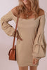 Ribbed Off-Shoulder Balloon Sleeve Sweater Dress - Premium   - Just $47.95! Shop now at LACEDUPED